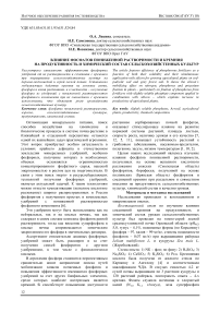 Влияние фосфатов пониженной растворимости и кремния на продуктивность и химический состав сельскохозяйственных культур