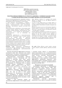 Молочная продуктивность и структура генотипа у симментальских коров разной продолжительности хозяйственного использования