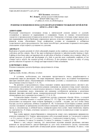 Режимы освещения и показатели продуктивности цыплят-бройлеров кросса «Росс-308»