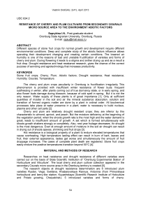 Resistance of cherry and plum cultivars from secondary cisurals micro source area to the environment abiotic factors