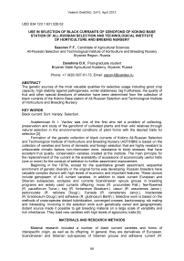 Use in selection of black currants of genofond of Kokino Base station of All-Russian Selection and Technological Institute of Horticulture and Breeing nursery