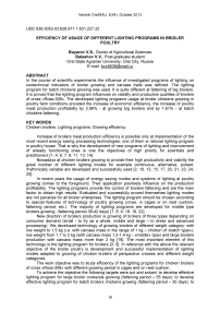 Efficiency of usage of different lighting programs in broiler poultry