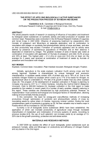 The effect of applying biologically active substances on the production process of soybean and beans