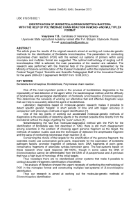 Identification of Bordetella bronchiseptica bacteria with the help of polymerase chain reaction in mono and multyplex format