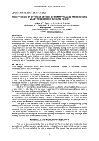 The efficiency of different methods of primary tillage at broomcorn millet production in the Orel region