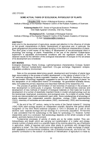 Some actual tasks of ecological physiology of plants