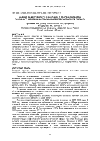 Оценка эффективности инвестиций в воспроизводство основных фондов в сельском хозяйстве Орловской области