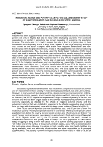 Irrigation, income and poverty alleviation: an assessment study of kampe irrigation dam in Ejiba (Kogi state, Nigeria)