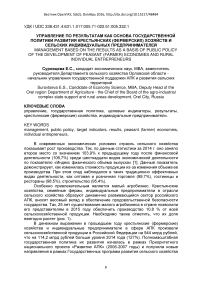 Управление по результатам как основа государственной политики развития крестьянских (фермерских) хозяйств и сельских индивидуальных предпринимателей