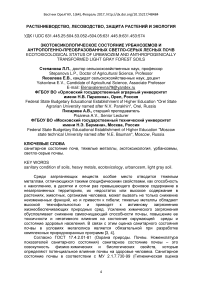 Экотоксикологическое состояние урбаноземов и антропогенно-преобразованных светло-серых лесных почв