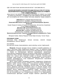 Анализ весенней и осенней посадки лесных культур сосны обыкновенной в ленточных борах Прииртышья (на примере ГЛПР "Семей орманы")