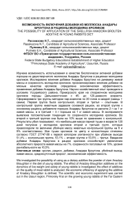 Возможность включения добавки из моллюска Анадары Броутона в рационы молодняка кроликов