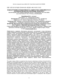 Водный режим и продуктивность сидератов в зависимости от основной обработки чернозема типичного