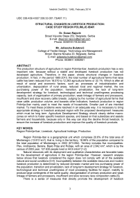 Structural changes in livestock production: case study region Polimlje-Ibar