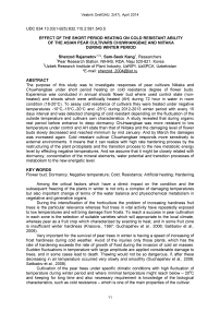 Effect of the short period heating on cold resistant ability of the Asian pear cultivars Chuwhangbae and Niitaka during winter period