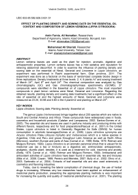 Effect of planting density and sowing date on the essential oil content and composition of lemon verbena (Lippia citriodora)