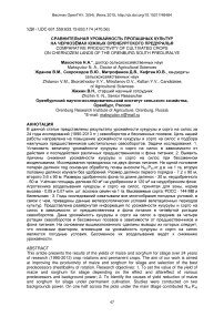 Сравнительная продуктивность культивируемых культур на черноземных землях Оренбургского юга Предральье