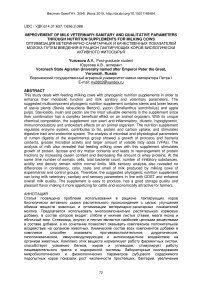 Improvement of milk veterinary-sanitary and qualitative parameters through nutrition supplements for milking cows