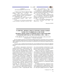 Развитие личностных и профессиональных качеств учащихся в системе профессионально-технического образования Горьковской области в период 1958-1984 гг.