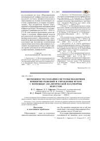 Возможности создания системы поддержки принятия решений и управления вузом с помощью аналитической платформы Deductor