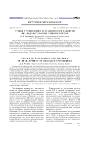 Этапы становления и особенности развития исследовательских университетов