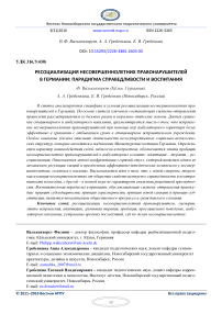 Ресоциализация несовершеннолетних правонарушителей в Германии: парадигма справедливости и воспитания