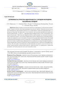 Особенности структуры идентичности с городом молодежи российских городов