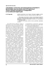 Специфика структуры организационно-правового механизма обеспечения конституционных прав и свобод человека и гражданина в Российской Федерации