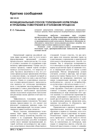 Функциональный способ толкования норм права и проблемы усмотрения в уголовном процессе