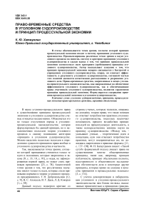 Право-временные средства в уголовном судопроизводстве и принцип процессуальной экономии