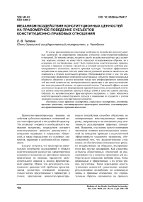 Механизм воздействия конституционных ценностей на правомерное поведение субъектов конституционно-правовых отношений