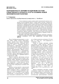 Направленность перемен в кадровом составе следственного аппарата СССР в условиях новой экономической политики