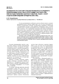 Особенности участия субъектов малого и среднего предпринимательства в программе партнерства при осуществлении закупок товаров, работ, услуг отдельными видами юридических лиц