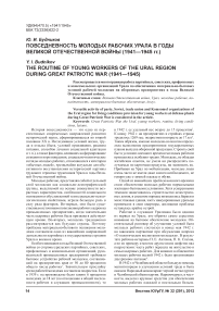 Повседневность молодых рабочих Урала в годы Великой Отечественной войны (1941—1945 гг.)