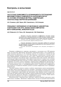 Частотная зависимость коэффициента поглощения миллиметровых радиоволн в нанокомпозитах на основе опаловых матриц, содержащих наночастицы ферритов-шпинелей