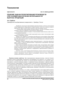 Решение задачи проектирования производств при условии обеспечения непрерывности выпуска продукции