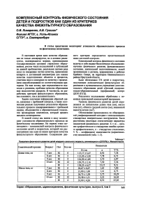 Комплексный контроль физического состояния детей и подростков как один из критериев качества физкультурного образования