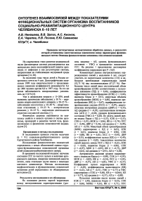 Онтогенез взаимосвязей между показателями функциональных систем организма воспитанников социально-реабилитационного центра Челябинска 6- 10 лет