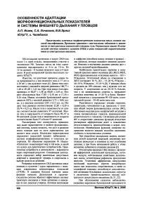 Особенности адаптации морфофункциональных показателей и системы внешнего дыхания у пловцов
