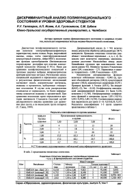 Дискриминантный анализ полифункционального состояния и уровня здоровья студентов