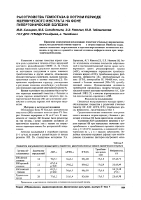 Расстройства гемостаза в остром периоде ишемического инсульта на фоне гипертонической болезни