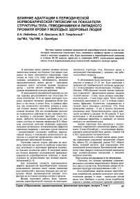 Влияние адаптации к периодической нормобарической гипоксии на показатели структуры тела, гемодинамики и липидного профиля крови у молодых здоровых людей