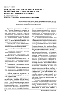 Повышение качества профессионального образования на основе результатов маркетингового исследования