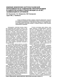 Влияние физических нагрузок различной интенсивности на содержание липопероксидов в сыворотке крови и слюне женщин 20-39 лет, занимающихся аэробикой