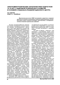 Электромиографические характеристики подростков 12-15 лет с задержкой психического развития в условиях социально-реабилитационного центра