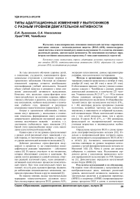 Типы адаптационных изменений у выпускников с разным уровнем двигательной активности