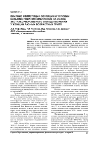 Влияние стимуляции овуляции и условий культивирования эмбрионов на исход экстракорпорального оплодотворения у женщин разных возрастных групп