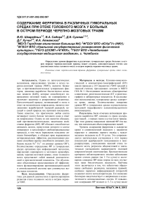 Содержание ферритина в различных гуморальных средах при отеке головного мозга у больных в остром периоде черепно-мозговых травм