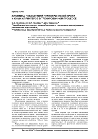 Динамика показателей периферической крови у юных спринтеров в тренировочном процессе