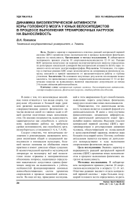 Динамика биоэлектрической активности коры головного мозга у юных велосипедистов в процессе выполнения тренировочных нагрузок на выносливость